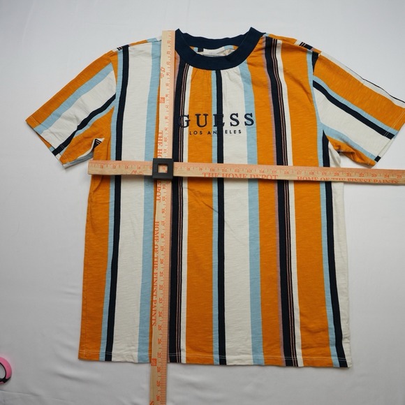 GUESS Los Angeles Men's Size S (20.5x27.5) Striped T-Shirt Short Sleeve Embroid - Picture 2 of 15